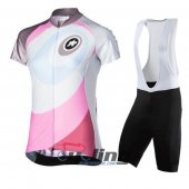 2016 Women Assos Cycling Jersey and Bib Shorts Kit White Pin