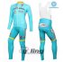 2016 Astana Long Sleeve Cycling Jersey and Bib Pants Kit Blue Yellow