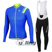 2016 Sportful Long Sleeve Cycling Jersey and Bib Pants Kit Blue Green