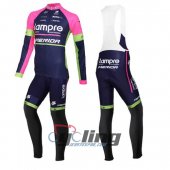 2016 Lampre Long Sleeve Cycling Jersey and Bib Pants Kits Blue A