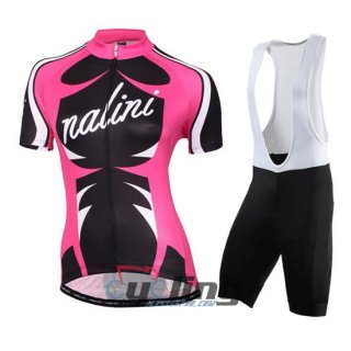 2016 Women Nalini Cycling Jersey and Bib Shorts Kit Pink Bla [Ba1462]