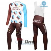 2016 Ag2r La Long Sleeve Cycling Jersey and Bib Pants Kit White Brown
