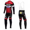 2016 Etixx Quick Step Long Sleeve Cycling Jersey and Bib Pants Kit Red Black