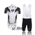 2013 Fox Cycling Jersey and Bib Shorts Kit White Black
