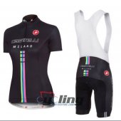 2015 Women Castelli Cycling Jersey and Bib Shorts Kit Black