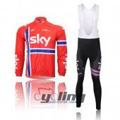 2013 Sky Long Sleeve Cycling Jersey and Bib Pants Kits Orange An