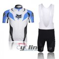 2013 Fox Cycling Jersey and Bib Shorts Kit White Blue