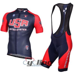 2013 USA Cycling Jersey and Bib Shorts Kit White Blue [Ba1496]
