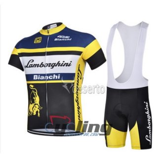 2015 Bianchi Cycling Jersey and Bib Shorts Kit Black Yellow [Ba0968]
