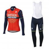 2017 Bahrain Merida Long Sleeve Cycling Jersey and Bib Pants Kit red
