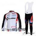 2011 Cube Long Sleeve Cycling Jersey and Bib Pants Kits White Black