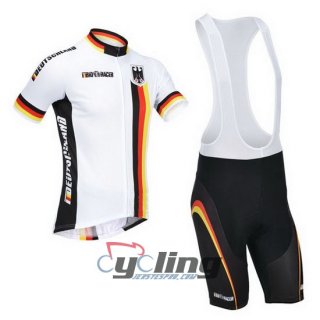 2013 Germany Cycling Jersey and Bib Shorts Kit White Black [Ba1488]