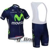 2015 Movistar Team Cycling Jersey and Bib Shorts Kit Blue Gr