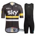 2017 Sky Cycling Jersey and Bib Shorts Kit Yellow Black