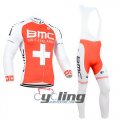 2014 Bmc Long Sleeve Cycling Jersey and Bib Pants Kits Orange White