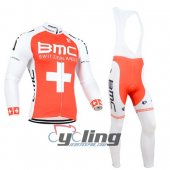 2014 Bmc Long Sleeve Cycling Jersey and Bib Pants Kits Orange White