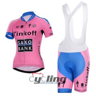 2015 Women Saxo Bank Cycling Jersey and Bib Shorts Kit Pink
