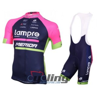 2016 Lampre Cycling Jersey and Bib Shorts Kit Blue Pink [Ba0743]