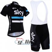 2016 Sky Cycling Jersey and Bib Shorts Kit Black