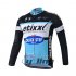 2015 Etixx Quick step Long Sleeve Cycling Jersey and Bib Pants Kits Sky Blue Black