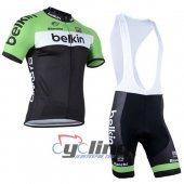 2014 Belkin Cycling Jersey and Bib Shorts Kit Green Black
