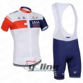 2016 IAM Cycling Jersey and Bib Shorts Kit White Blue