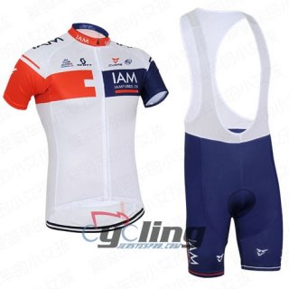 2016 IAM Cycling Jersey and Bib Shorts Kit White Blue [Ba0725]