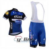 2016 Etixx Quick step Cycling Jersey and Bib Shorts Kit Black Blue