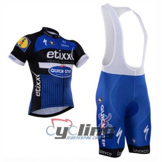2016 Etixx Quick step Cycling Jersey and Bib Shorts Kit Black Blue [Ba0688]