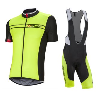 2016 Nalini Cycling Jersey and Bib Shorts Kit Green Black