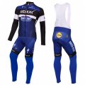 2016 Etixx Quick Step Long Sleeve Cycling Jersey and Bib Pants Kit Blue Black