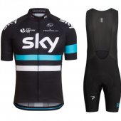 2016 Sky Cycling Jersey and Bib Shorts Kit Black Blue
