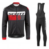 2016 Scott Long Sleeve Cycling Jersey and Bib Pants Kit Red Black