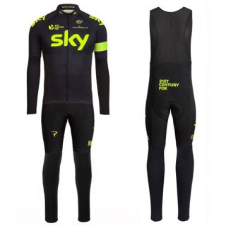 2016 Sky Long Sleeve Cycling Jersey and Bib Pants Kit Green Black