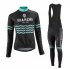2016 Women Bianchi Long Sleeve Cycling Jersey and Bib Pants Kit Black Green