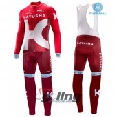 2016 Katusha Long Sleeve Cycling Jersey and Bib Pants Kit White