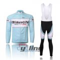 2011 Bianchi Long Sleeve Cycling Jersey and Bib Pants Kits White
