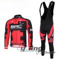 2011 Bmc Long Sleeve Cycling Jersey and Bib Pants Kits Red Black