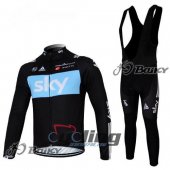 2012 Sky Long Sleeve Cycling Jersey and Bib Pants Kits Black
