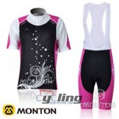 2011 Women Monton Cycling Jersey and Bib Shorts Kit Pink Bla