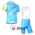2014 Astana Cycling Jersey and Bib Shorts Kit Blue Yellow