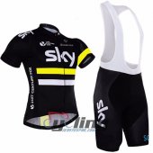 2016 Sky Cycling Jersey and Bib Shorts Kit Yellow Black