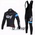 2013 Sky Long Sleeve Cycling Jersey and Bib Pants Kits Black