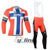 2014 BMC Long Sleeve Cycling Jersey and Bib Pants Kit Orange Blue