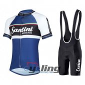 2016 Santini Cycling Jersey and Bib Shorts Kit Blue White