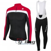 2016 Sportful Long Sleeve Cycling Jersey and Bib Pants Kit Black Red