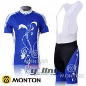 2011 Women Monton Cycling Jersey and Bib Shorts Kit Blue Whi