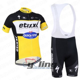 2016 Etixx Quick step Cycling Jersey and Bib Shorts Kit Black Yellow [Ba0687]