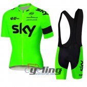 2016 Sky Cycling Jersey and Bib Shorts Kit Green