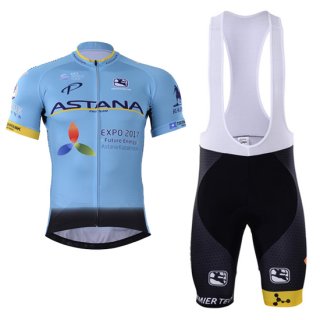 2017 Aqua bluee Sport Long Sleeve Cycling Jersey and Bib Pants Kit black